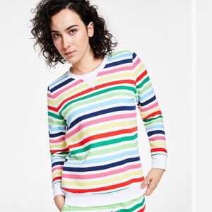 🆕 Charter Club Women’s Color Pop Striped Pullover Sweatshirt – XL 🆕 NWOT